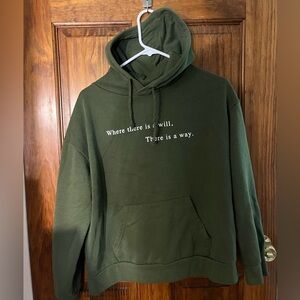 primark olive green hoodie with writing
